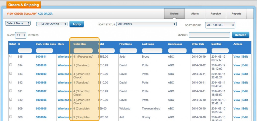 Order flow status